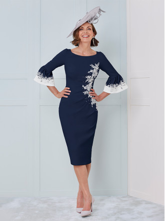 66303 Dress - Navy/Ivory (John Charles)